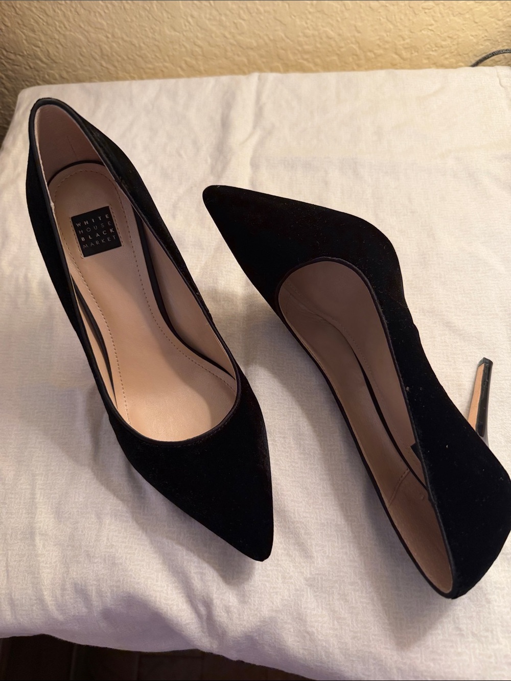 White House Black Market Black Velvet Pointed Toe Pumps